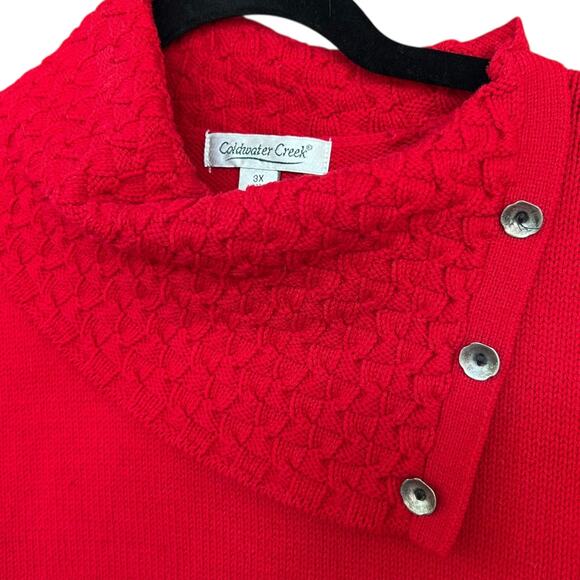 Coldwater Creek Women's Red Basketweave Cowl Neck Knit Sweater Size 3X Plus - Picture 2 of 5